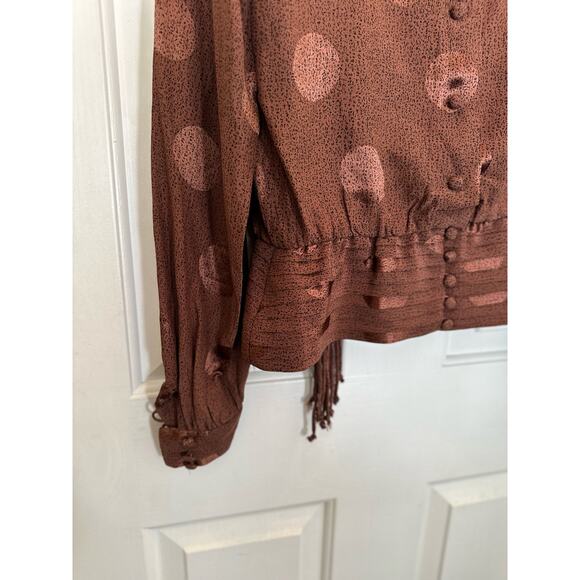 Vintage Raul Blanco Skirt and Top Set Silk Brown Size 8 - Picture 5 of 10